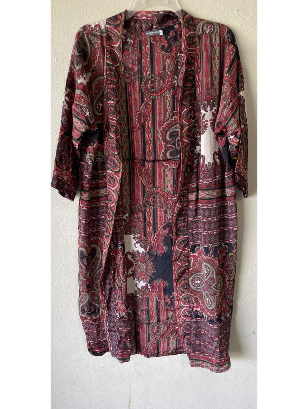 Earthbound S/M Maxi Cardigan Red Floral Kimono